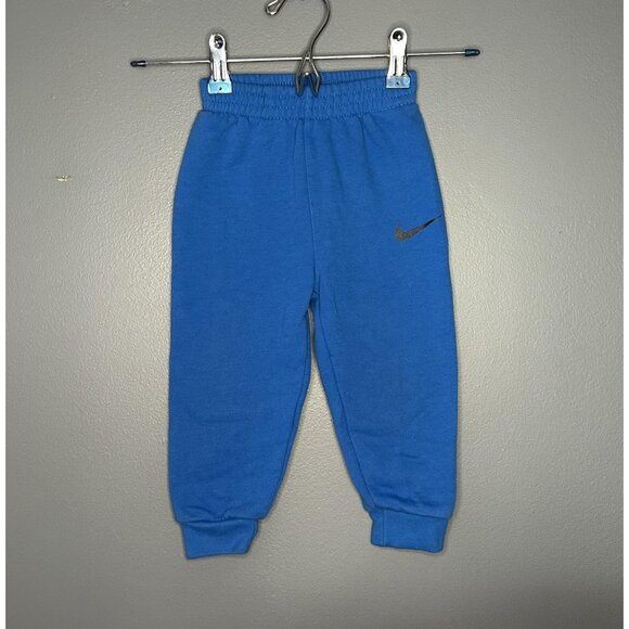 Nike Pants Toddler 18M Blue Fleece Joggers Sweatpants Swoosh Logo Elastic Waist - Picture 1 of 5